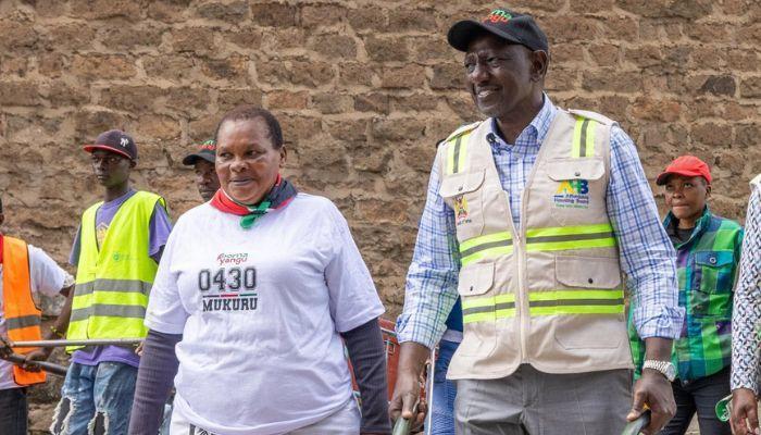 File image of President William Ruto and Mama Jerusha Muthoni.